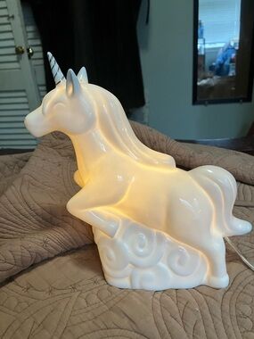 White Ceramic Unicorn Night Light